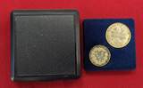 Deutsches Kaiserreich 1/2 und 1 Mark Silbermünzen 1915 D & J dekoratives Set mit hübscher Box xf with box