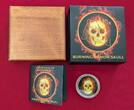 China 10 Yuan Silbermünze 2015 Burning Panda Skull - Black Ruthenium 24 KT Gold and Color - Brennender Schädel BU colorated with wooden box, carton & coa