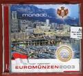 Monaco 3,80 Euro und Silbermedaille 1 Unze Die neuen nationalen Euromünzen 2003 10 Cent - 2 Euro with CD cover Circulation coins unc.