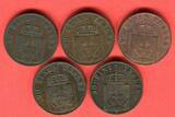 Altdeutschland 5 x Scheidemünze 4 Pfenninge 90 einen Thaler 1846 - 1868 Kursmünzen Lot - Konvolut - keine Doppelten lot, please see picture