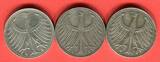Bundesrepublik Deutschland 3 x 5 DM - Deutsche Mark 1956 Silberadler Lot D F J - kompletter Jahrgangssatz on avergage xf