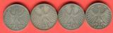 Bundesrepublik Deutschland 4 x 5 DM - Deutsche Mark 1957 Silberadler Lot D F G J - kompletter Jahrgangssatz on avergage xf