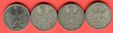 Bundesrepublik Deutschland 4 x 5 DM - Deutsche Mark 1957 Silberadler Lot D F G J - kompletter Jahrgangssatz on avergage xf