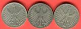 Bundesrepublik Deutschland 3 x 5 DM - Deutsche Mark 1958 Silberadler Lot D F G - OHNE J on avergage xf