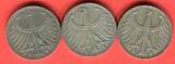 Bundesrepublik Deutschland 3 x 5 DM - Deutsche Mark 1961 Silberadler Lot D F J - kompletter Jahrgangssatz on avergage xf