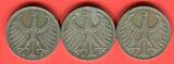 Bundesrepublik Deutschland 3 x 5 DM - Deutsche Mark 1961 Silberadler Lot D F J - kompletter Jahrgangssatz on avergage xf