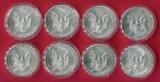 USA 8 x 1 Dollar Silbergedenkmünzen coloriert 2019 Walking Liberty Silvereagle - 50 Jahre Mondlandung - Kleine Auflage BU in capsules with certificates