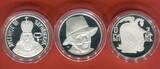 Serbien Medaillen Silber 1989-1993 Set von 3 Stück, Miloš Obilić, Arsenije III Crnojević & Desanka Maksimović Proof with capsules & boxes