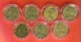 Frankreich 7 x 20 Centimes Münzen Napoleonic Naval Battles - napoleonische Seeschlachten Unc colorated with private packaging
