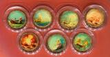Frankreich 7 x 20 Centimes Münzen Napoleonic Naval Battles - napoleonische Seeschlachten Unc colorated with private packaging