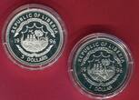 Liberia 1 (Cu/Ni) + 5 Dollars (Silber) Set coloriert 1996 Schutz der Meeresfauna - Korallenfische - Set proof in capsule with certificate