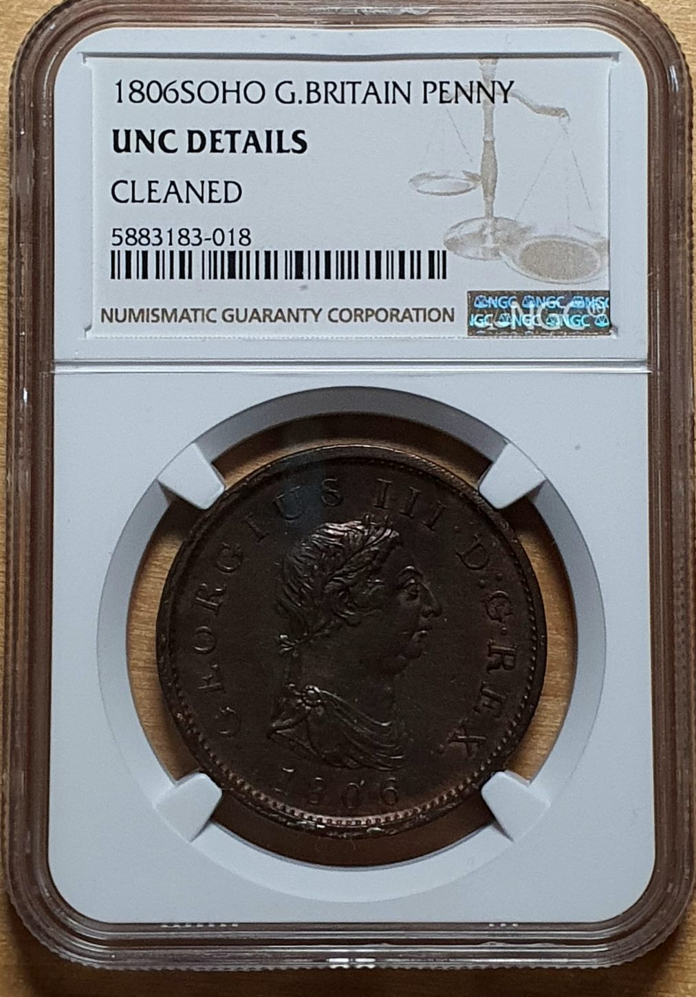 ☆1806 SOHO イギリス ペニー銅貨 ジョージ3世 NGC AU DETAILS CORROSION