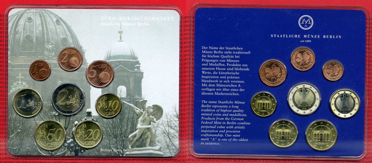 Bundesrepublik Deutschland, Berlin EuroSet Kursmünzensatz 2002 A BRD Euro Kursmünzensatz