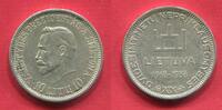 Litauen Lithuania 10 Litai 20th anniversary of the Republic 20 Jahre Republik Columns of Gediminas Smetona -