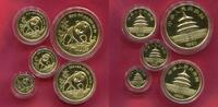 Panda Satz Gold 1990 P China Peoples Republic PRC 59,04 g Gold 5 Münzen Polierte Platte mit Box und Zertifikat