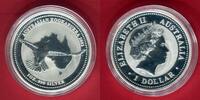 Australien 1 Dollar Silbermünze - 1 oz Silver Proof Coin OVP 2014 The Land  Down Under Serie - Gold Rush Proof colorated with original packaging