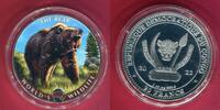 Demokratische Rep. Kongo 20 Francs Silbermünze mit Farbauflage World's Wildlife - Bär - The Bear - 1 Unze -