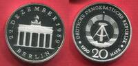Eastern Germany DDR GDR Öffnung Brandenburger Tor am 22. Dezember 1989 Silber Proof Gate Opening 20 Mark 1990 Polierte Platte lose mit Kapsel