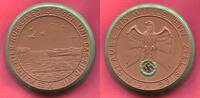 Deutschland Germany 1933 - 1945 Porzellan Medaille Braun Meissner Krieg gegen England Luft und Seekrieg Siegeswillen Farbapplikation Grün Schwarz -