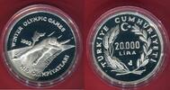 Türkei 20000 Lira Silbermünze Winterolympiade 1992 Albertville - Eisschnelläufer -