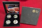 Alderney 4 x 5 Pfund Silbermünzen - Silber 50th Anniversary of the Mini - £5 Pound Coin Silver Proof Set -