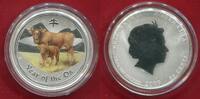 Australien Australia 50 Cents 1/2 Unze Ounce Silber Year of the Ox - Jahr des Ochsen Coloured Farbmünze -