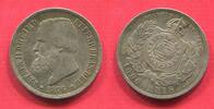 Brasilien Brazil 1000 Reis Silber Pedro II. -