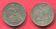 USA 50 Cents Half Dollar Silber 1861 Philadelphia Seated Liberty UA AU/UNC mount cleanly removed