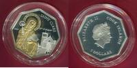 Cook-Islands 5 Dollars Silbermünze achteckig Heilige Clara - mit 12 Swarowskikristallen & Goldapplikation -