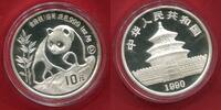China Volksrepublik PRC 10 Yuan 1 Unze Silber Panda Proof Miünzzeichen P -