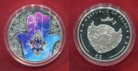 Palau 5 Dollars Silber 1 Unze Ounce 2021 Hand of Hamsa Colorized Low Mintage 2500 Proof with Capsule
