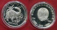 Nordkorea Nortth Korea 500 Won Silber 1 Unze Ounce Prähistorische Tiere - Brontosaurus 1 oz Glatter Rand Plain Edge -