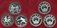 China Peoples Republic PRC 3 x 10 Yuan Silber Century of Olympics Fechten, Laufen, Boxen -