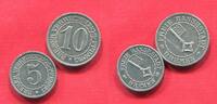 Bremen Notgeld Emergency Token 5 und 10 Verrechnungs Pfennig Notgeld Stadtwappen -