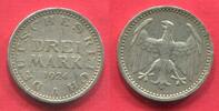 Weimarer Republik Deutsches Reich 3 Mark Silber Kursmünze Kursmünze Drei ausgeschrieben Standard Circulation Coin -