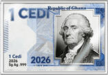 WASHINGTON CROSSING THE DELAWARE Silver Foil 1 Cedi Ghana 2026 BU-Brilliant Uncirculated
