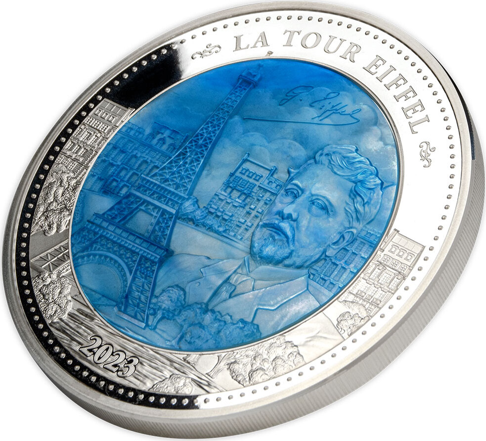 25 Dollars LA TOUR EIFFEL Mother of Pearl 5 Oz Silver Coin 25$ Solomon  Islands 2023 Proof | MA-Shops