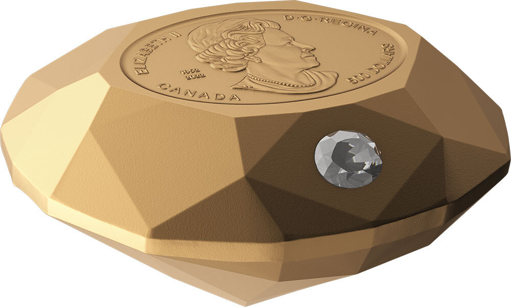 Pure Gold Diamond-Shaped Coin – Forevermark Black Label Round Diamond
