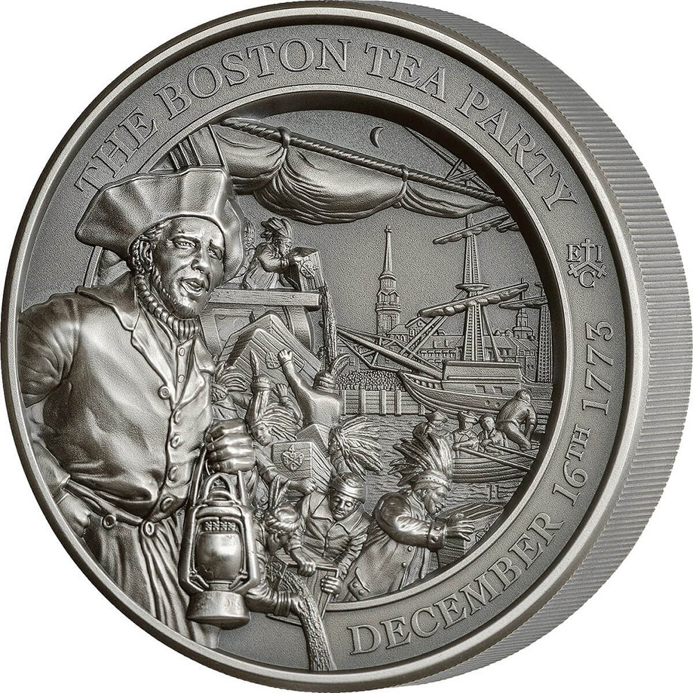 BOSTON TEA PARTY 2 Oz Silver Coin 2 Pounds Saint Helena 2023