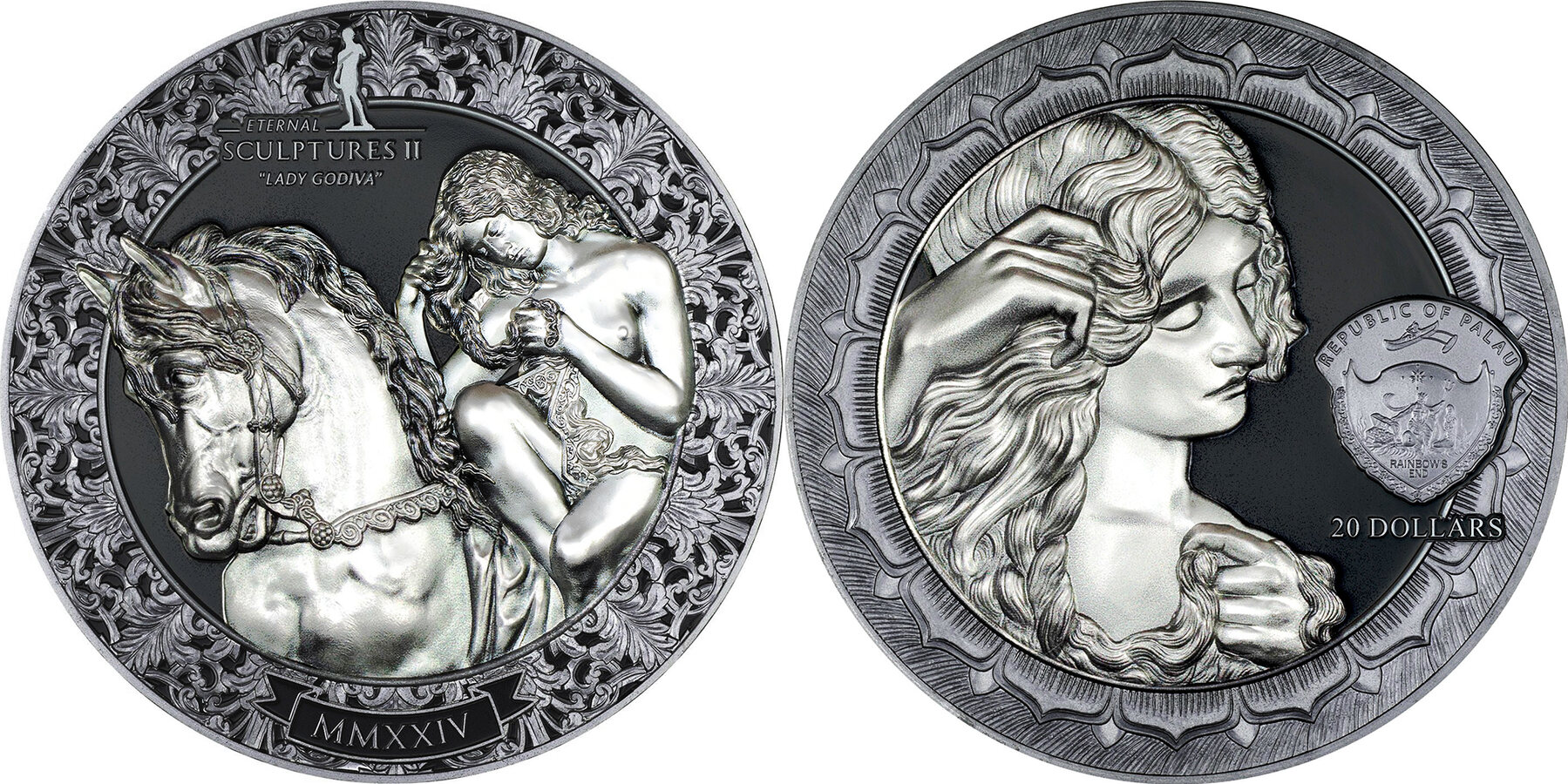20 Dollars LADY GODIVA Eternal Sculptures II 3 Oz Silver