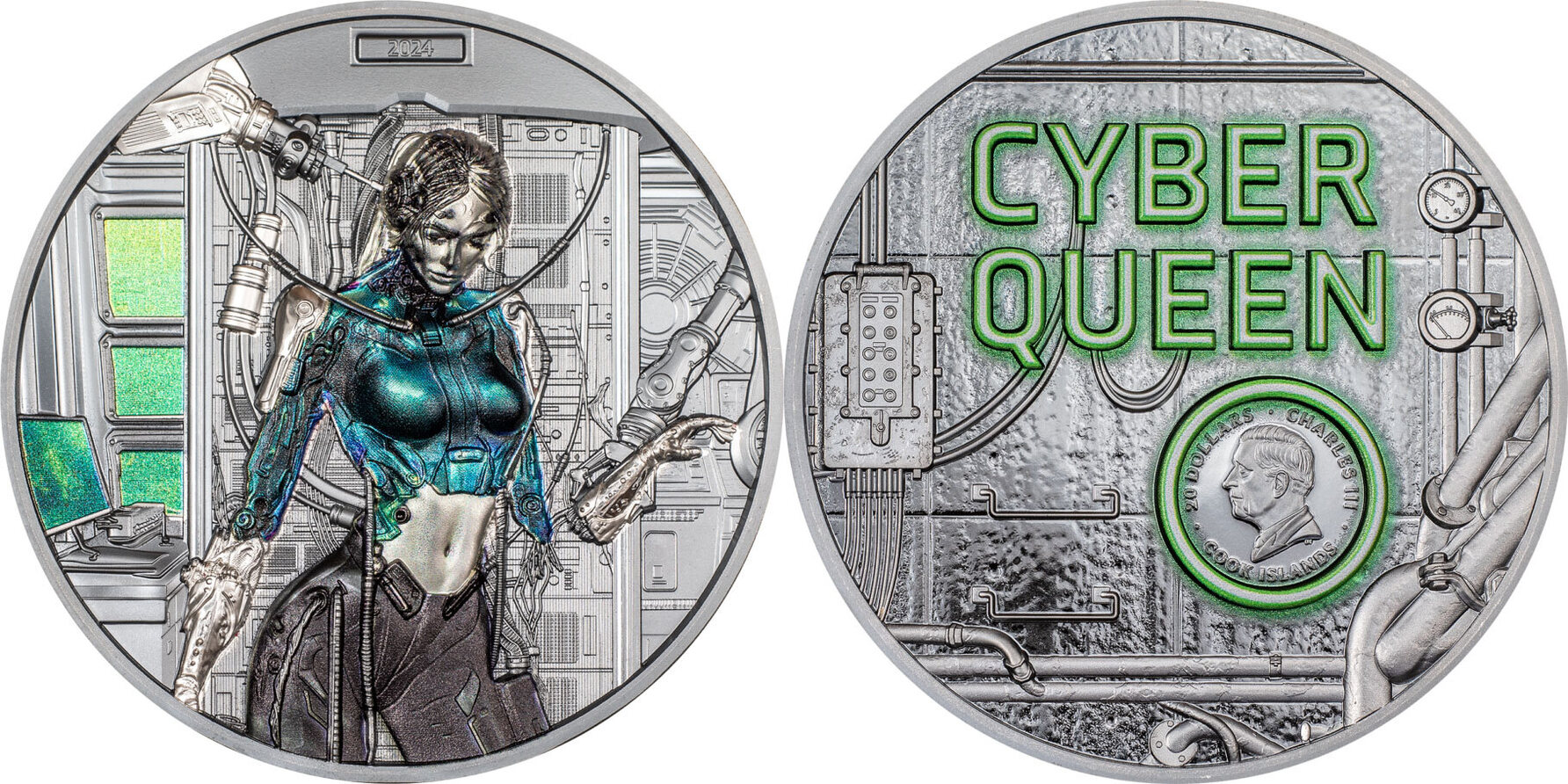 20 Dollars CYBER QUEEN Rebirth 3 Oz Silver Coin 20 Cook Islands