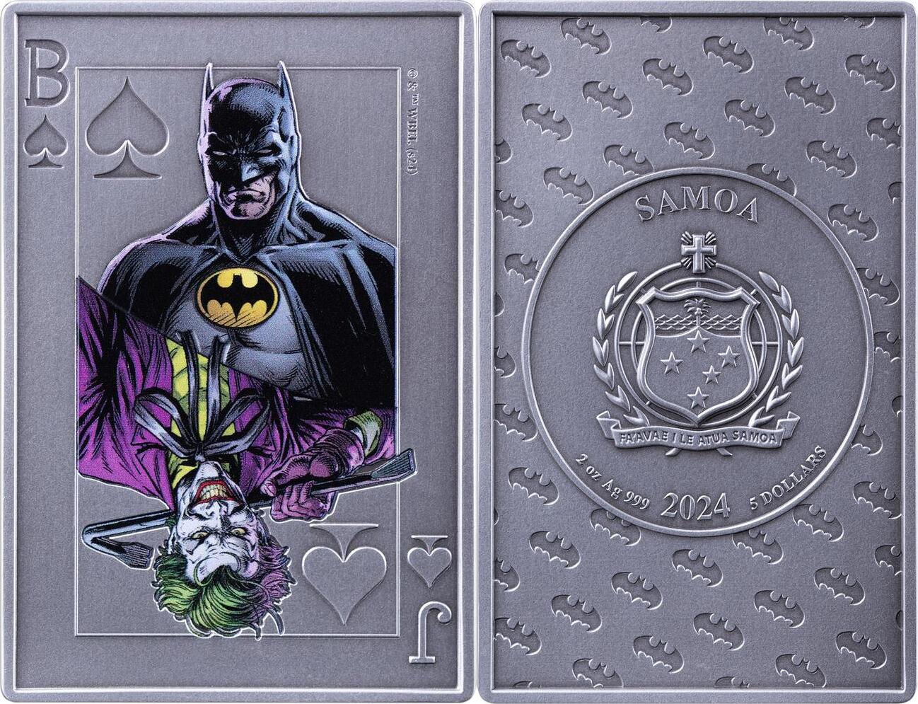 5 Dollars BATMAN VS JOKER 2 Oz Silver Coin 5$ Samoa 2024 Antique Finish |  MA-Shops