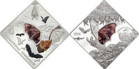 Palau 10 Dollars THE BAT Animals in Glass Glasswing Silver Coin 10$ Palau 2016 -