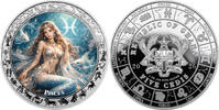 Ghana 5 Cedis PISCES Goddesses Zodiac 1 Oz Silver Coin 5 Cedis Ghana 2026 -