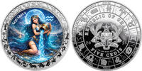 Ghana 5 Cedis AQUARIUS Goddesses Zodiac 1 Oz Silver Coin 5 Cedis Ghana 2026 -