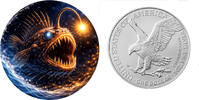 United States 1 Dollar ANGLERFISH Deepsea Monsters 1 Oz Silver Coin 1$ USA 2026 -