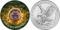 United States 1 Dollar HEDRAEN HEDGEHOG Forest Totems 1 Oz Silver Coin 1$ USA 2025 -