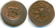 Wiedenbrück Stadt: 3 Pfennig mit Gegenstempel Rad -