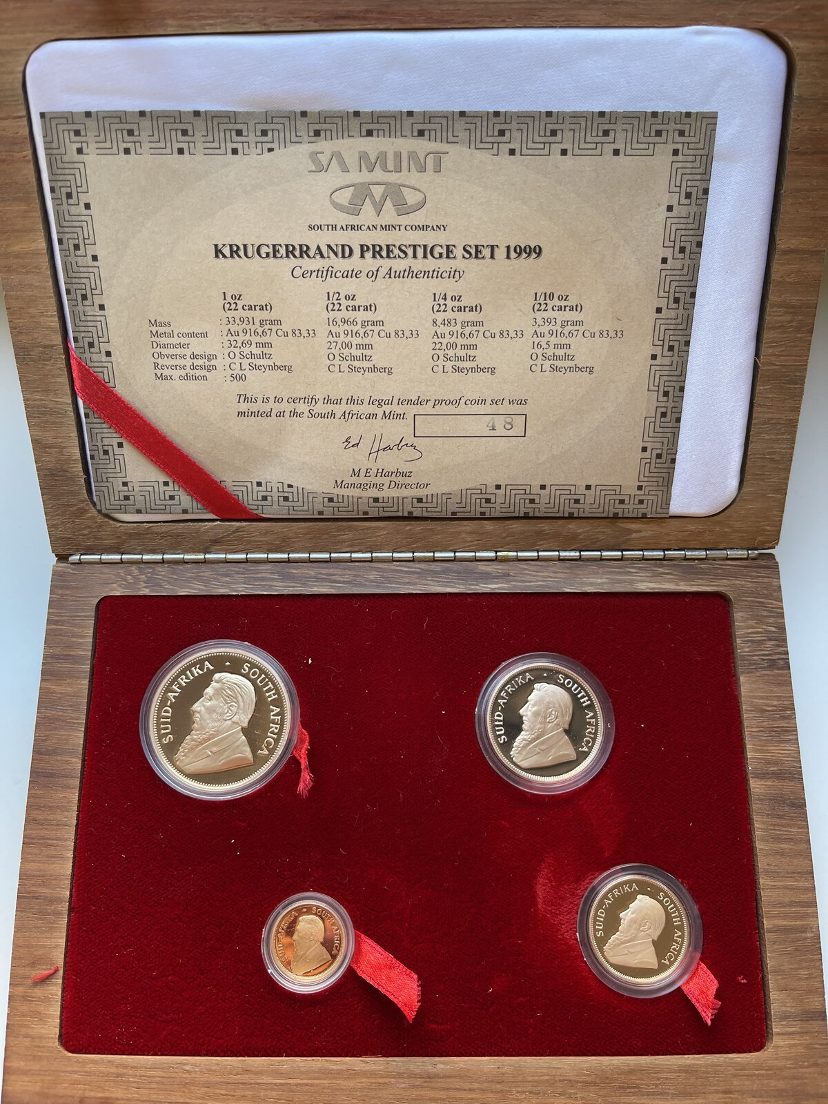 S dafrika KRand Krugerrand 1999 Proof Prestige Set 4 Coins Gold MA Shops s-dafrika-krand-krugerrand-1999-proof-prestige-set-4-coins-gold-ma-shops