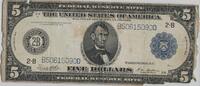 USA Vereinigte Staaten P 359b B/D New York 5 Dollar 1914 